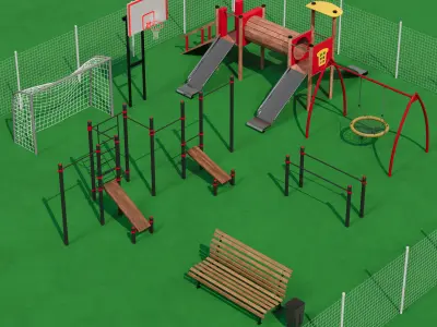 Modular Playground Pack Low-poly 3D model