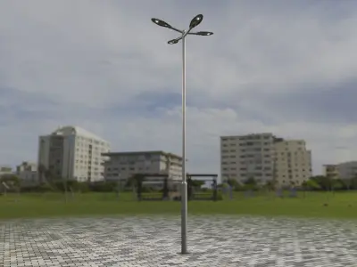 Sci-Fi Street Light 14 version 9 5m with pole 2 Low-poly 3D model