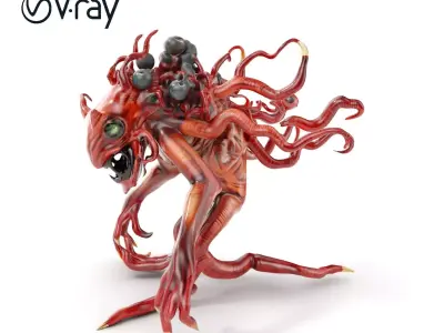 Alien Creature Model Pack with Tentacles and Eyes Low-poly 3D model