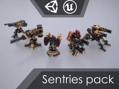 Gameready sentries collection Low-poly 3D model