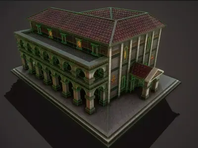 Roman-Greek Library Low-poly 3D model
