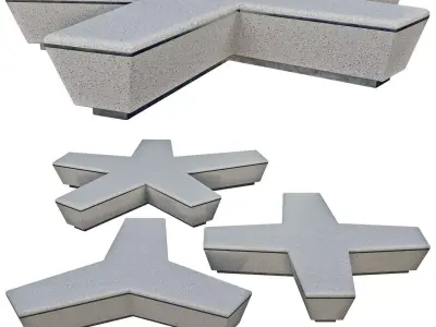 City concrete bench with backlight 2 3D model