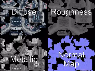 Futuristic SciFi Energy Cube model pack with detailed textures Low-poly 3D model