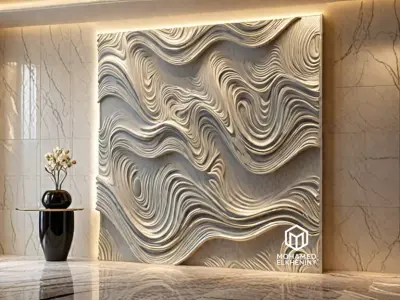 decor set wall panel relief mural CNC 14 3D print model
