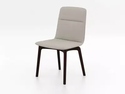 Modica dining chair with fabric and wood legs Free 3D model