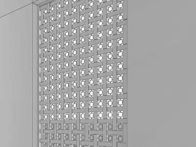 3d screen window with grid pattern Low-poly 3D model