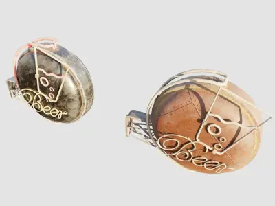 Bar Neon Sign with 4k clean and rusty pbr textures Low-poly 3D model