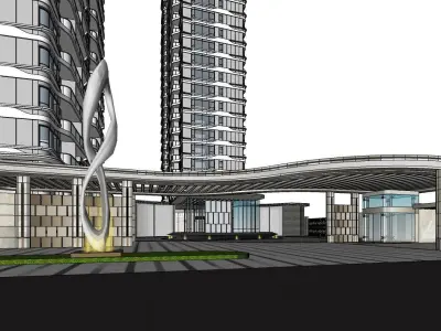 SHOPPING MALL ALONG WITH HOTEL BUILDING 3D model