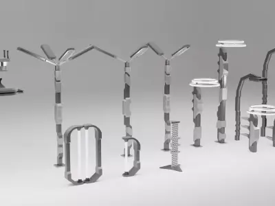 Game Ready Sci Fi Lights Pack Low-poly 3D model