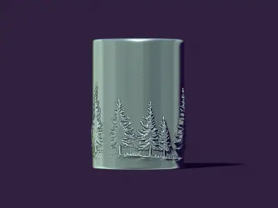  candle with a picture of fir trees 3D print model