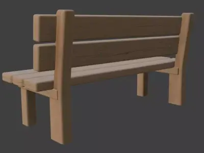 Wooden Park Bench 3D Model 3D model
