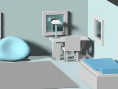 bedroom Low-poly 3D model 2