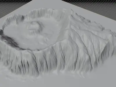 Aogashima island 3d terrain model Low-poly 3D model