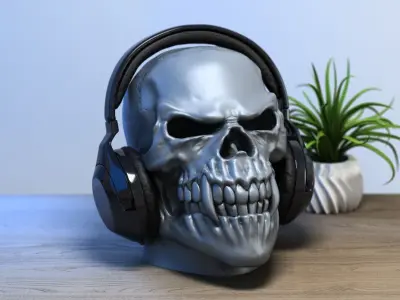 Gorilla Skull wild Headphone Stand 3D print model