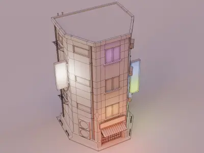 Cyberpunk Building 4 Low-poly 3D model