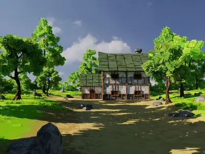 Medieval House 5 With Environment Low-poly 3D model