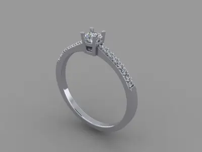 Thin Solitaire Dainty Engagement Ring Share Prong Shank 3D print model
