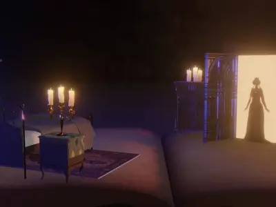 Horror Living Room - bedroom  Low-poly 3D model 3D model