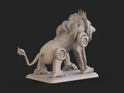 Sci fi Lion Statue 3D print model