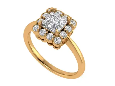 Princess Solitaire Ring 3D print model get