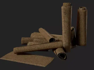 PBR Traditional Woven Floor Mat Game Ready Pack Gundri Low-poly 3D model