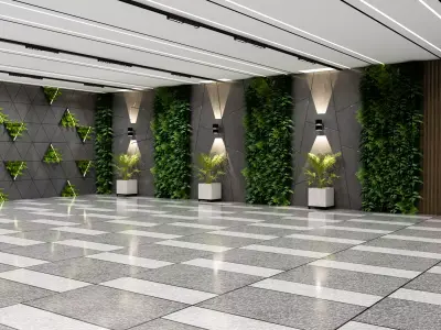 Modern Stilt Floor Parking and Lobby Design 3D model