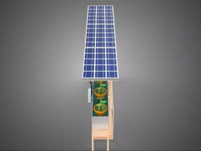 SOLAR PANEL PV IOT WATER DRIP IRRIGATION SYSTEM HYDROPONIC PLANT 3D model