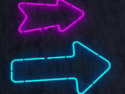 Arrows Neon Sign Low-poly 3D model