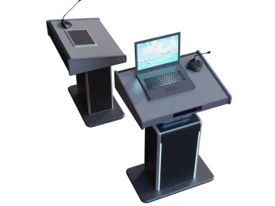Modern Digital Lectern Set - Minimalist Conference Podium 3D model