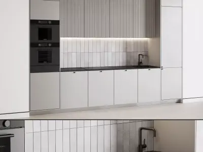 105 contemporary kitchen 02 German cold gray 3D model