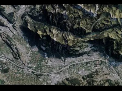 Lichtenstein mountain in middle of city 3D model