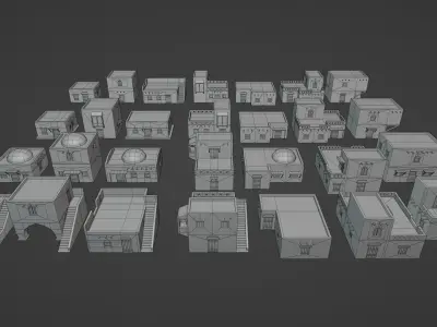 Desert House Pack Low-poly 3D model