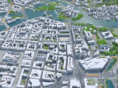 Wroclaw Downtown Poland Low-poly 3D model