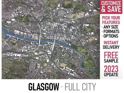 Glasgow - 3D City Model Low-poly 3D model