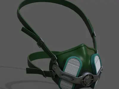 Gas mask protection futuristic technology fantasy human  Low-poly 3D model