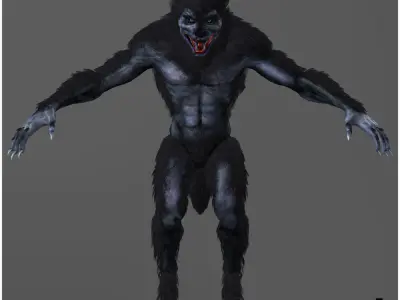 Animated Werewolf Light Version Low-poly 3D model
