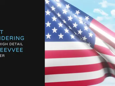 Ukraine Flag animation 3D mockup Blender eevvee plus USA flag 3D model