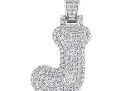 Bubble J Initial Pendant 3D print model