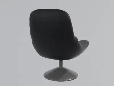 Modern Black and Brown Leather Lounge Chair with Metallic Base 3D model