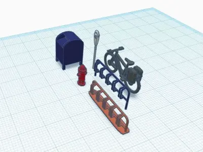 Street decoration pack H0 Scale 1-87 3D print model