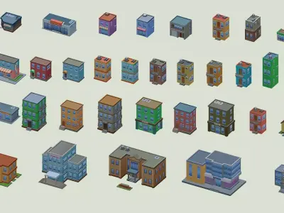 Mobile lowpoly buildings Low-poly 3D model