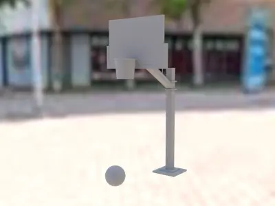 Basket and basketball Low-poly 3D model