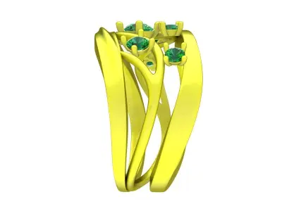Artistic Emerald Style Diamond Ring Jewelry 7073 3D print model