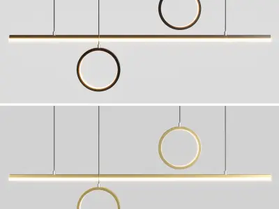 Modern Linear LED kitchen Island Chandelierpro Low-poly 3D model