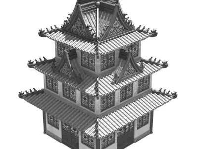 Ancient Chinese Architecture - Tower 32 3D model