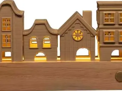 Cozy Glowing Village  Hollow Buildings for LED Light Base 3D print model