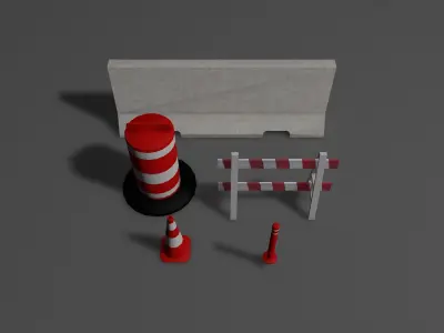 Road Objects  Low-poly 3D model