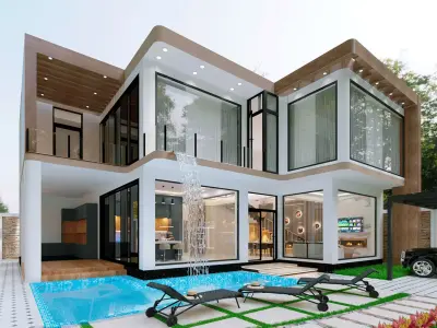 modern house exterior 3D model purchase