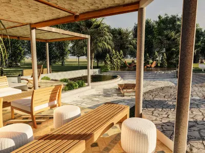 garden plant modern exterior design and rendering 3D model