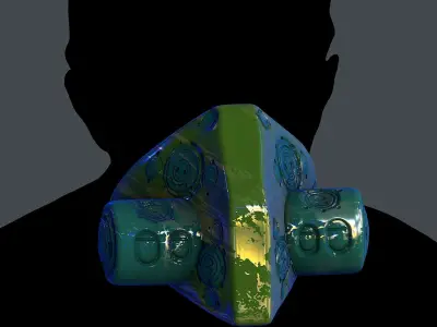 Gas mask helmet scifi character game space Low-poly printable  Low-poly 3D model